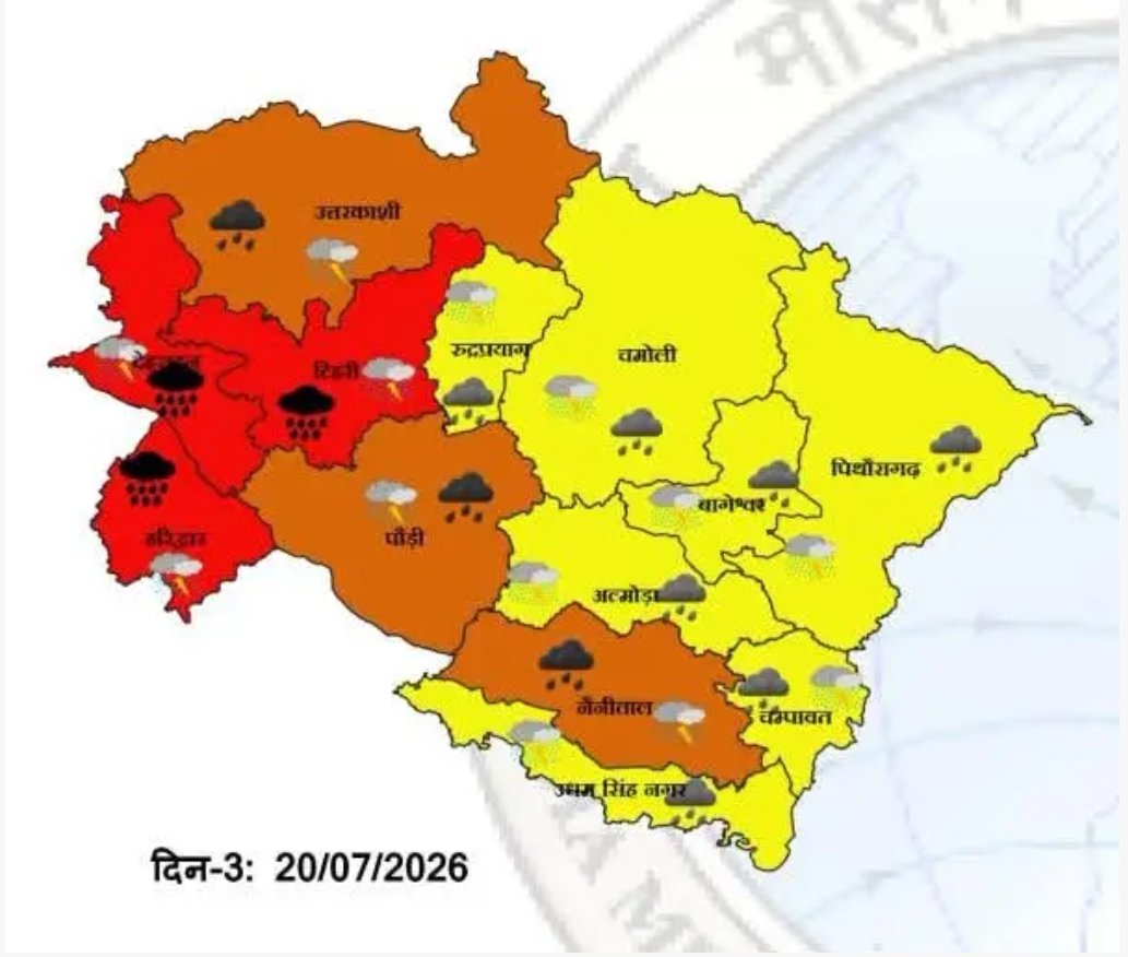 19 से 22 जुलाई तक मौसम का महाअलर्ट! उत्तराखंड में रेड-अलर्ट के साथ भारी बारिश का खतरा, घर से निकलने से पहले पढ़ लें ये चेतावनी